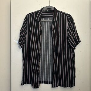 Black Button Up. With pink strips.